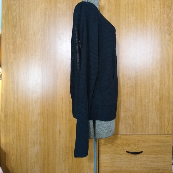 NUDE apparel black knit crossover deep plunge sweater - Picture 2 of 9